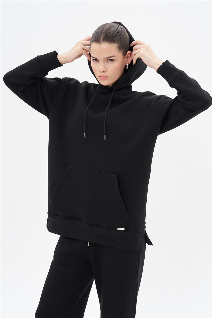 Basic Oversize Siyah Sweatshirt