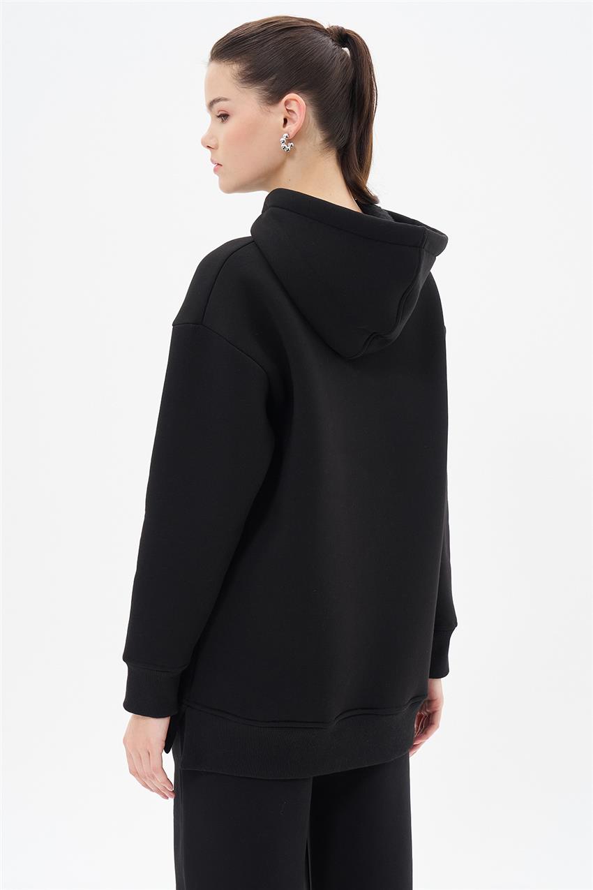 Basic Oversize Siyah Sweatshirt