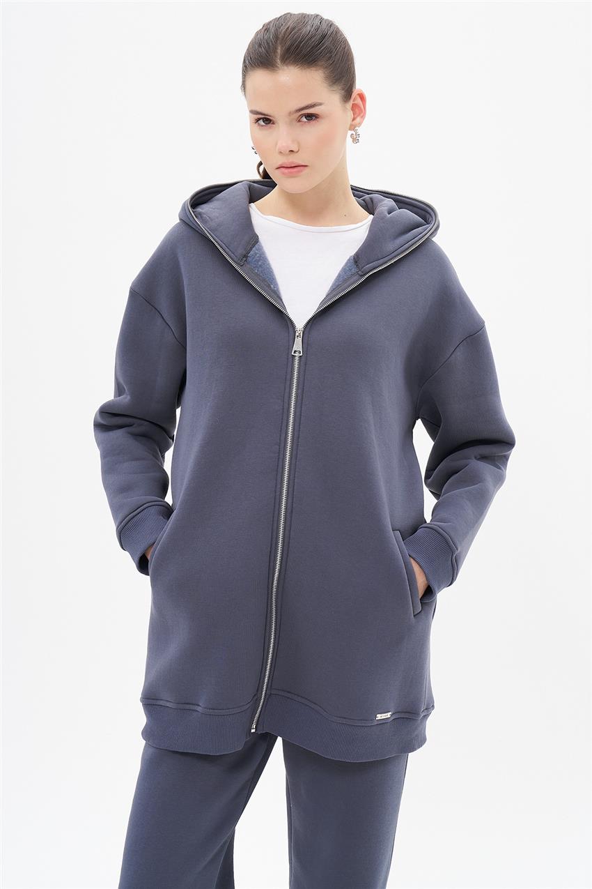 Üç İplik Oversize Antrasit Hoodie