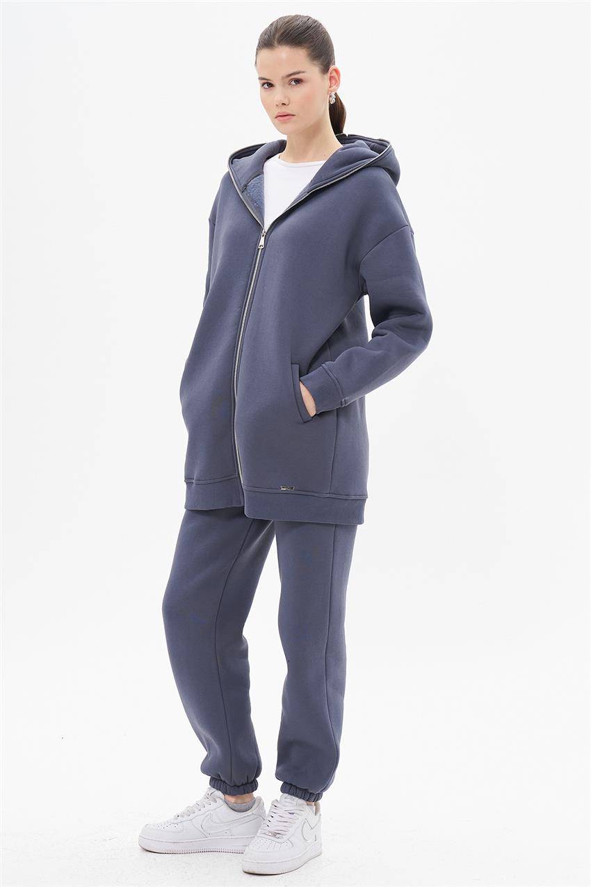 Üç İplik Oversize Antrasit Hoodie