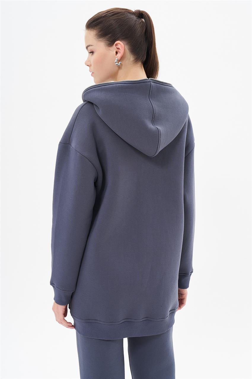 Üç İplik Oversize Antrasit Hoodie