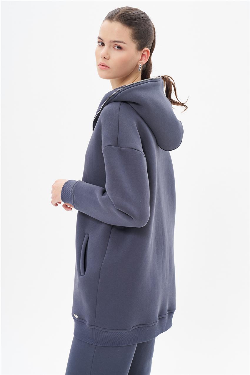 Üç İplik Oversize Antrasit Hoodie